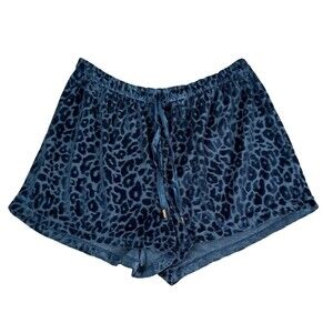 BCBGMAXAZRIA Women’s Size M Blue Leopard Velvet Shorts